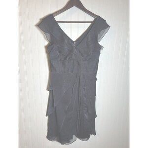 Adrianna Papell Ruffeled Dress Size 8 Gray Wedding, Special Occasion, Party